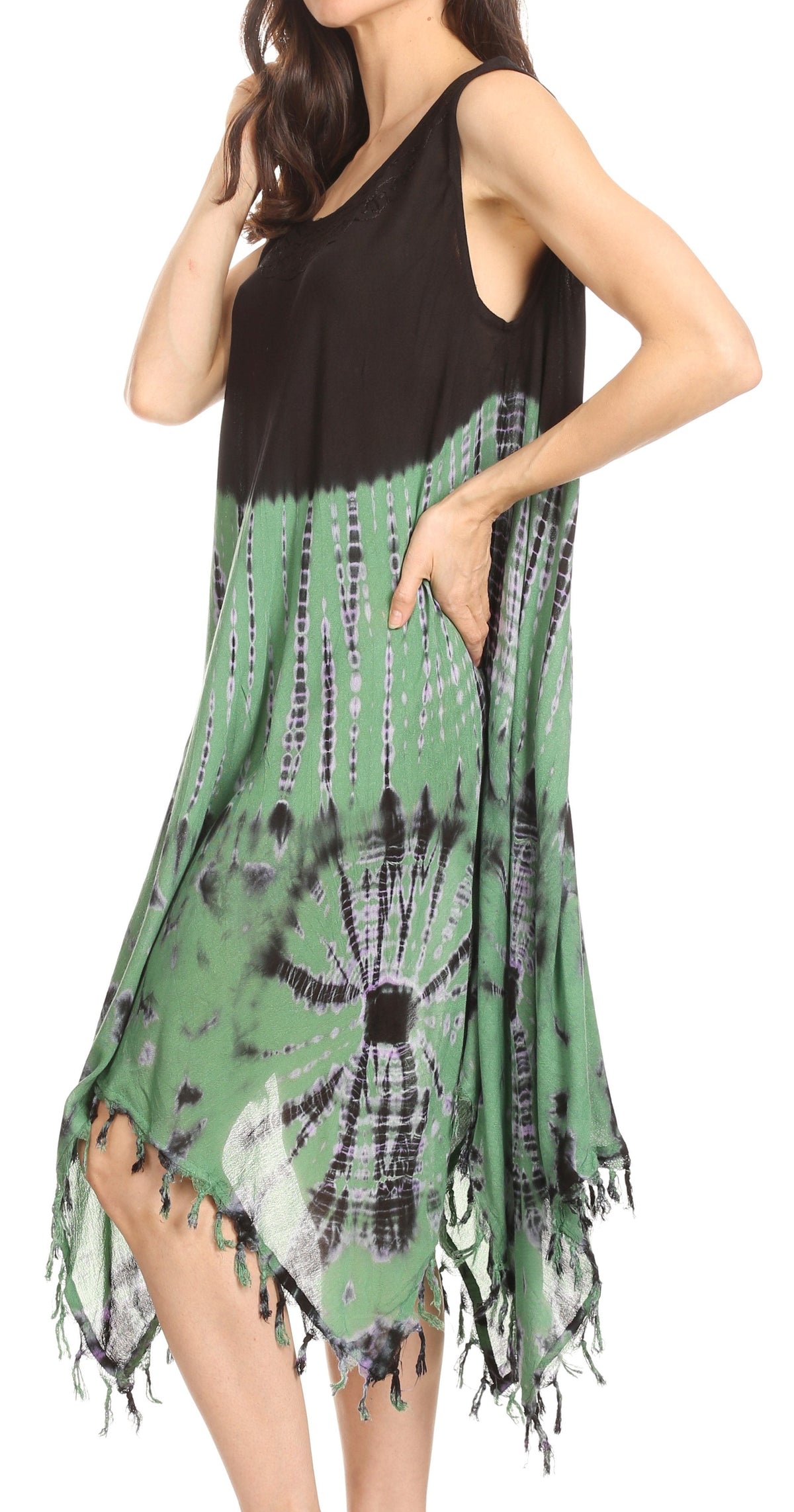 Long-Sleeve Swing Midi Dress & Caftan Cover-Up