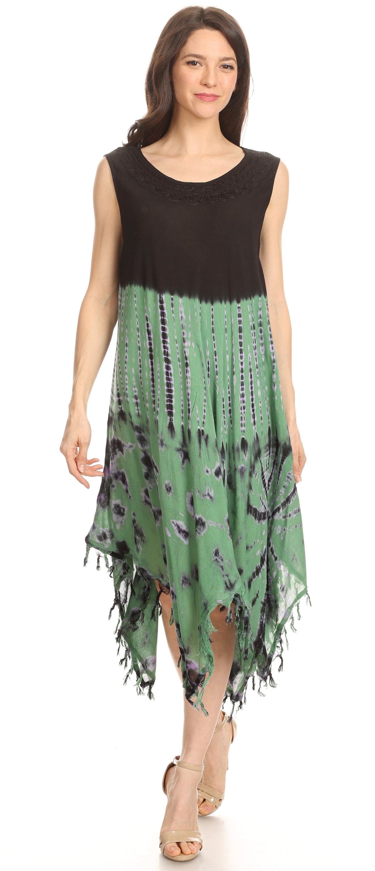 Long-Sleeve Swing Midi Dress & Caftan Cover-Up