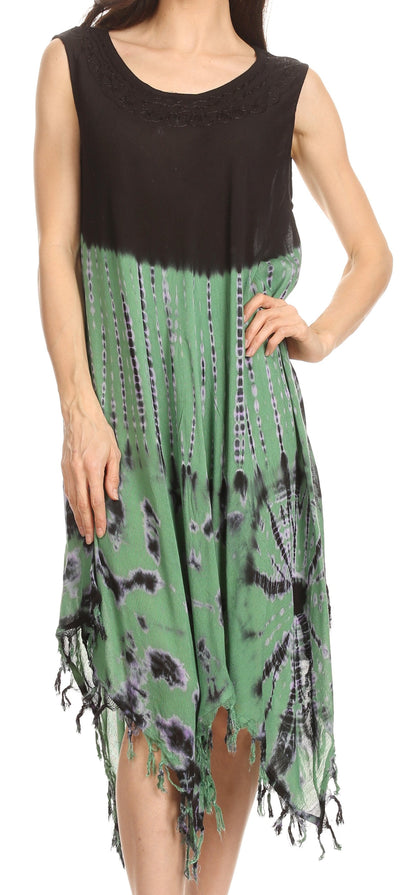 Long-Sleeve Swing Midi Dress & Caftan Cover-Up