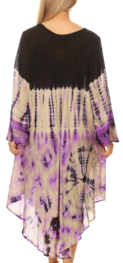 Long-Sleeve Swing Midi Dress & Caftan Cover-Up