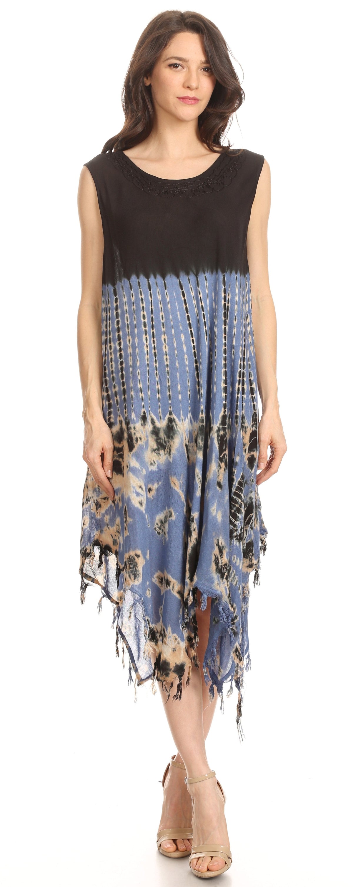 Long-Sleeve Swing Midi Dress & Caftan Cover-Up