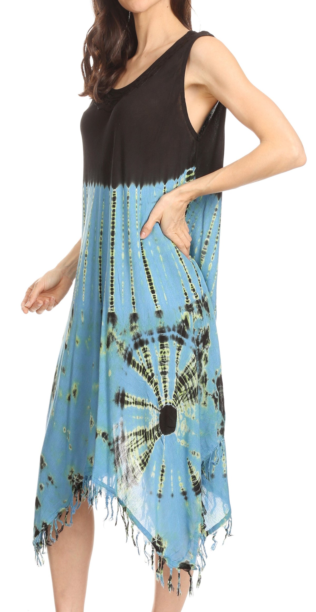 Long-Sleeve Swing Midi Dress & Caftan Cover-Up