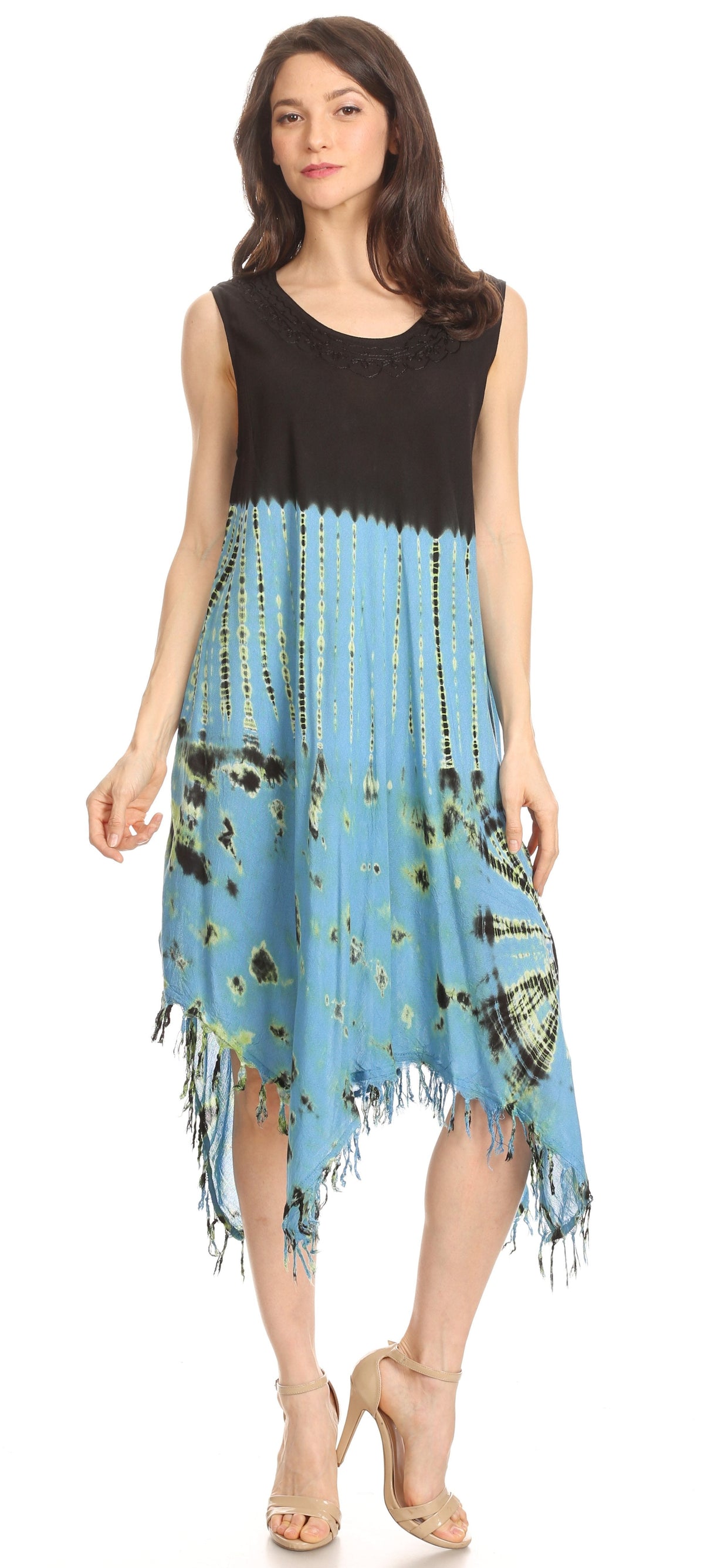 Long-Sleeve Swing Midi Dress & Caftan Cover-Up