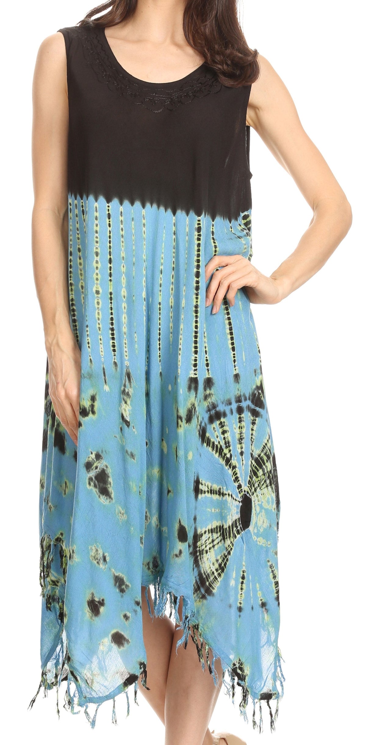 Long-Sleeve Swing Midi Dress & Caftan Cover-Up
