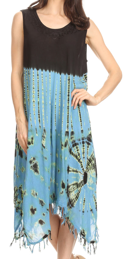Long-Sleeve Swing Midi Dress & Caftan Cover-Up