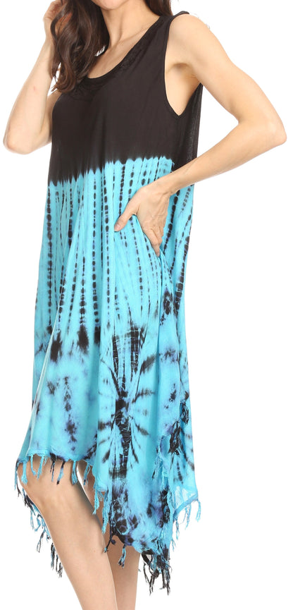 Long-Sleeve Swing Midi Dress & Caftan Cover-Up