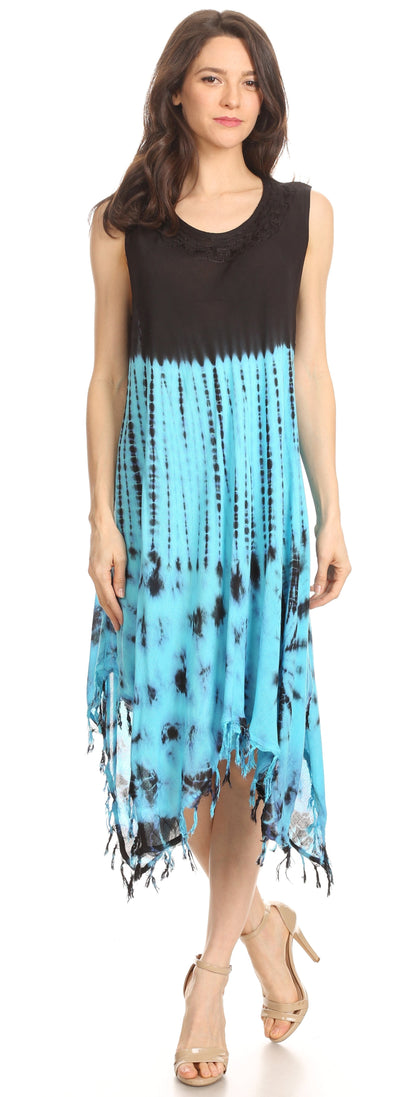 Long-Sleeve Swing Midi Dress & Caftan Cover-Up