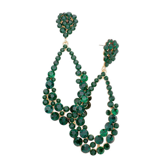 Women's Crystal Bubble Cluster Teardrop Earrings