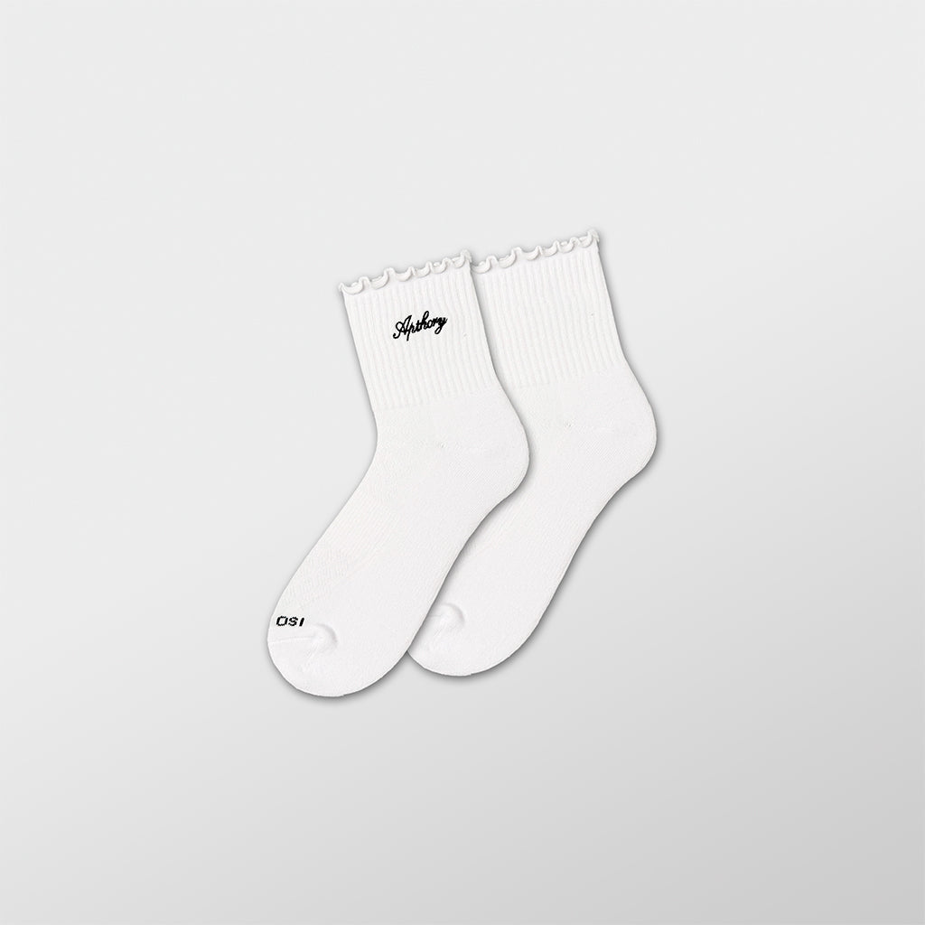 Women's Lettuce-Edge Quarter Socks, White