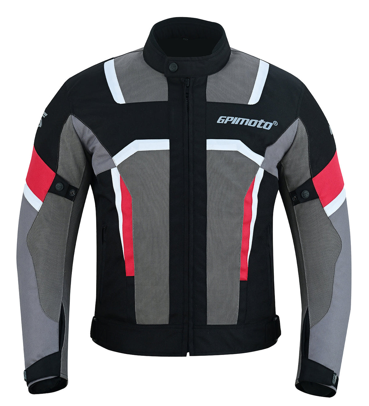 Men's Summer Waterproof Motorcycle Jacket – Black/Red/Gray, 4 Pockets