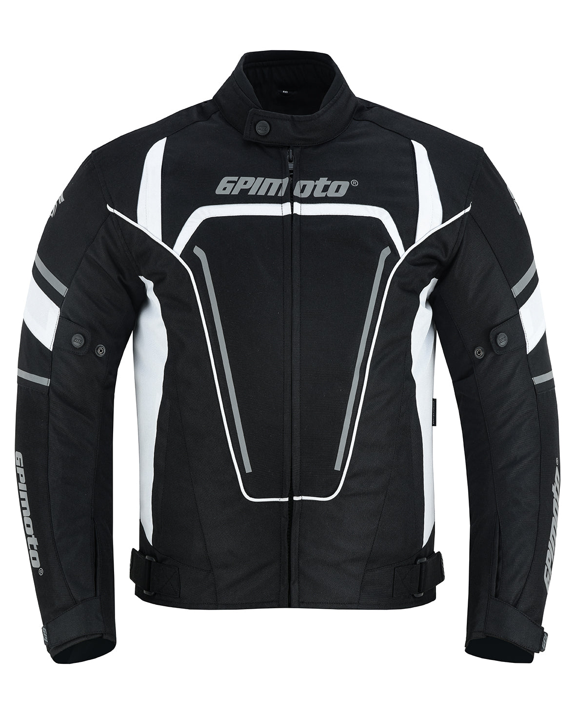 Men's All-Season Waterproof Motorcycle Jacket – Black/White, 4 Pockets