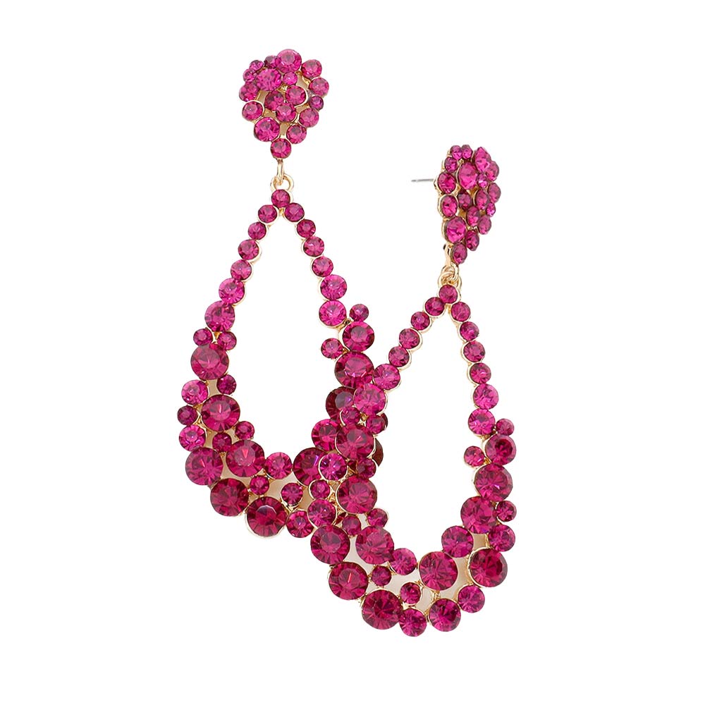 Women's Crystal Bubble Cluster Teardrop Earrings
