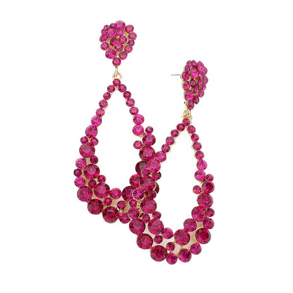 Women's Crystal Bubble Cluster Teardrop Earrings