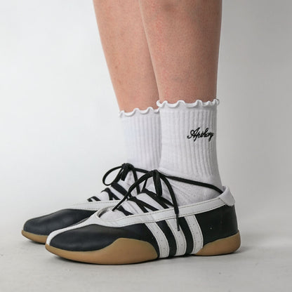 Women's Lettuce-Edge Quarter Socks, White
