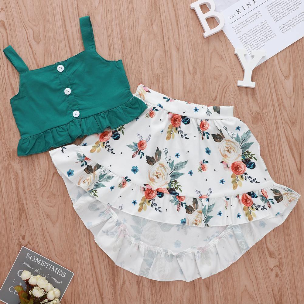 Baby Girls' Floral Dress Set with Lace Ruffle Top