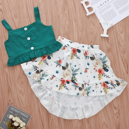 Baby Girls' Floral Dress Set with Lace Ruffle Top