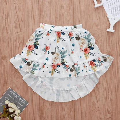 Baby Girls' Floral Dress Set with Lace Ruffle Top