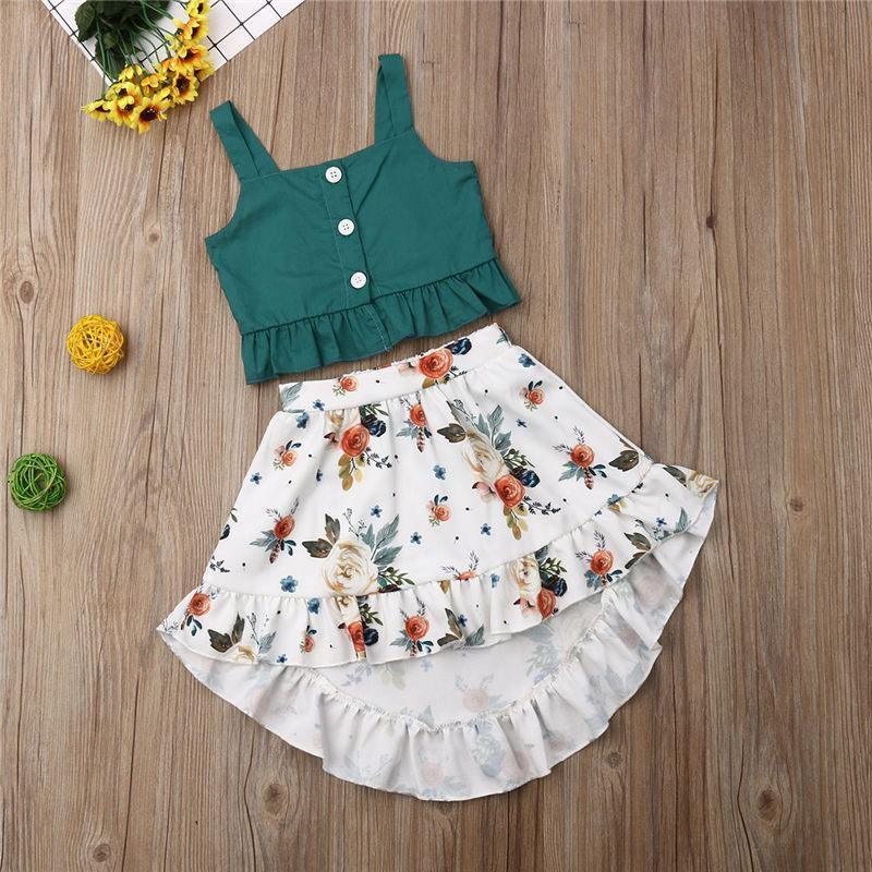 Baby Girls' Floral Dress Set with Lace Ruffle Top