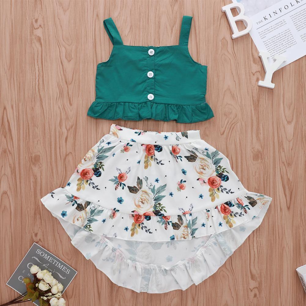 Baby Girls' Floral Dress Set with Lace Ruffle Top