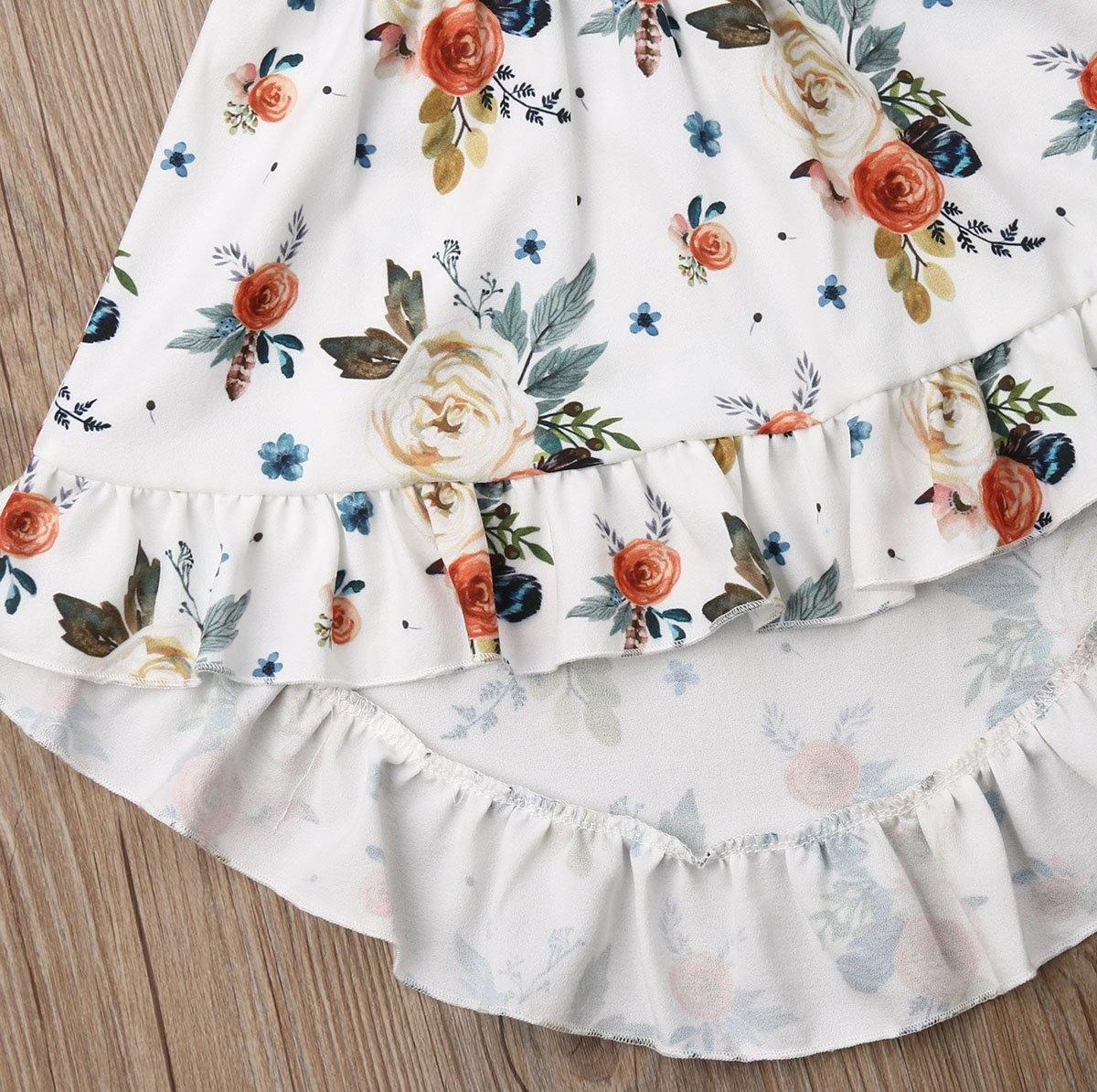 Baby Girls' Floral Dress Set with Lace Ruffle Top