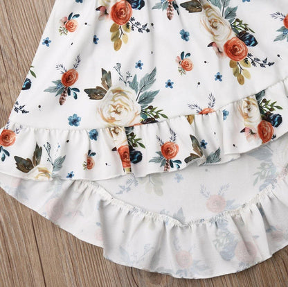 Baby Girls' Floral Dress Set with Lace Ruffle Top