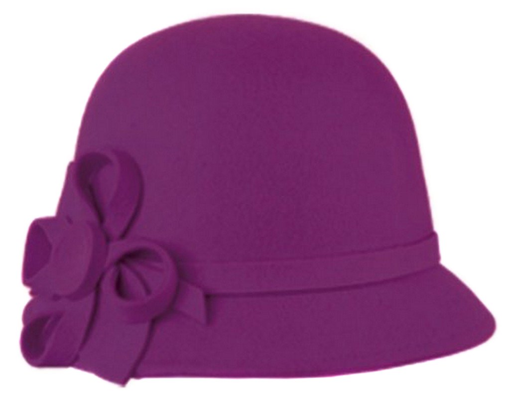 Wool Cloche Hat with Flower Accent