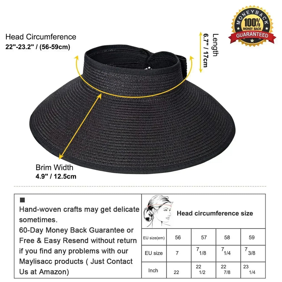 Foldable Wide-Brim Straw Sun Hat