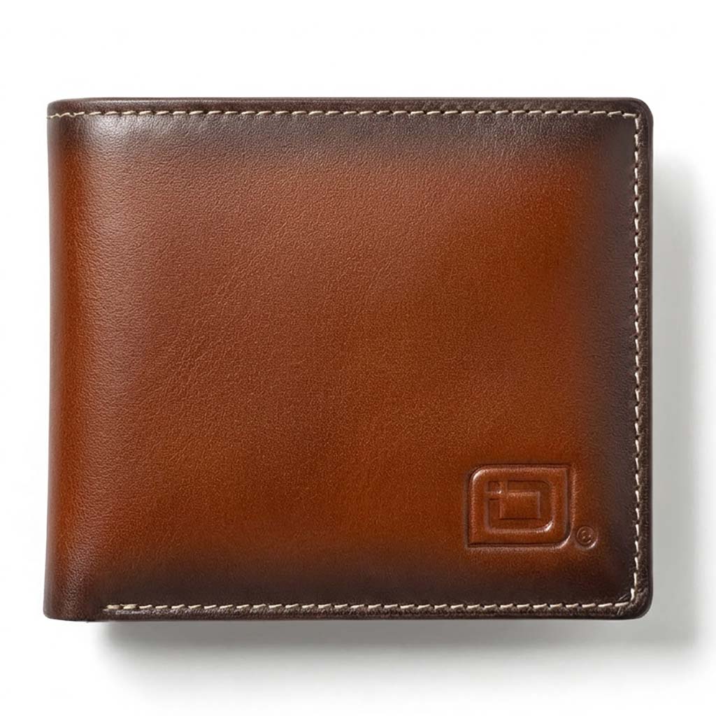 Men's RFID Leather Bifold Wallet, 10 Card Slots with ID Window