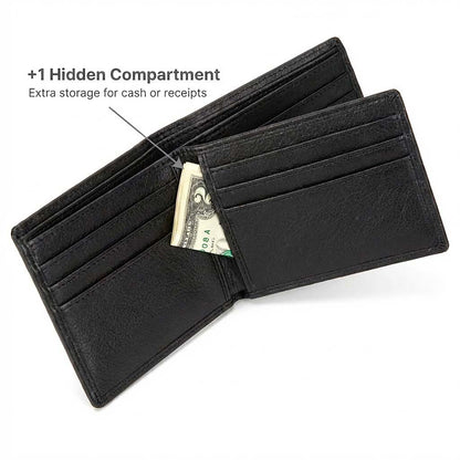 Men's RFID Leather Bifold Wallet, 10 Card Slots with ID Window