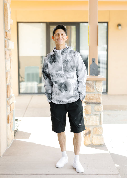 Men's Lightweight Pullover Rain Jacket, Cloud Print