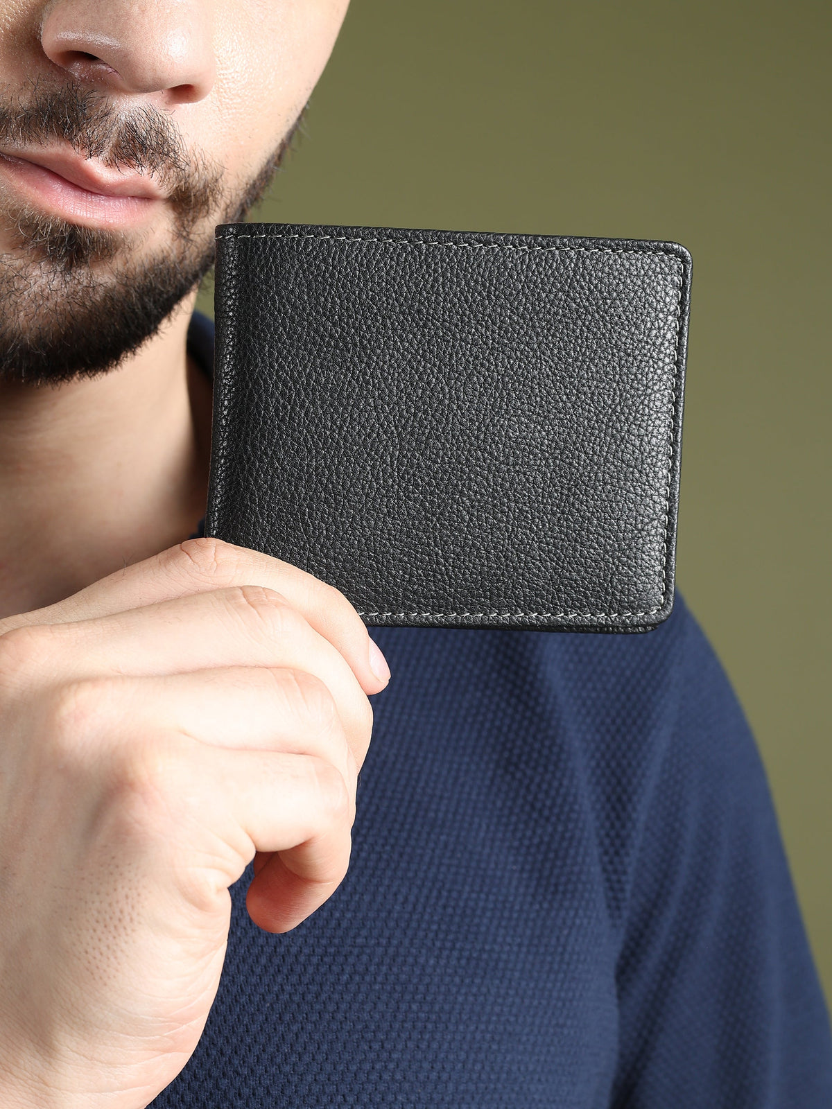 Men's Black Textured Leather Wallet