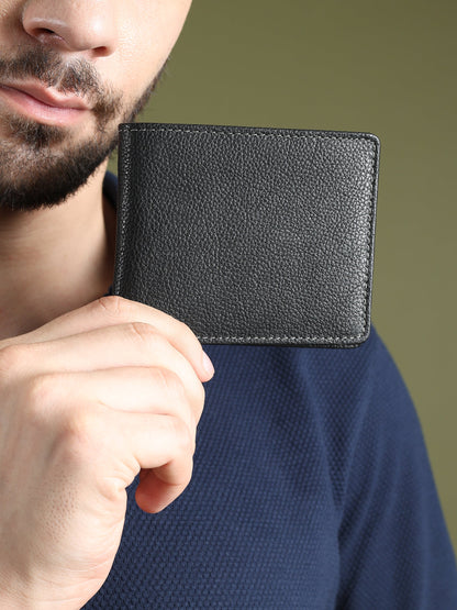 Men's Black Textured Leather Wallet