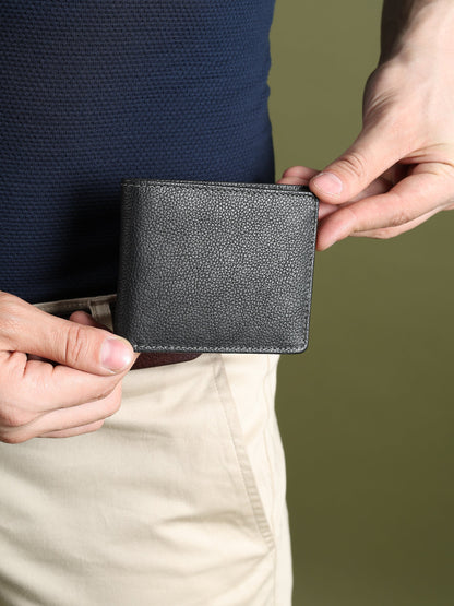 Men's Black Textured Leather Wallet