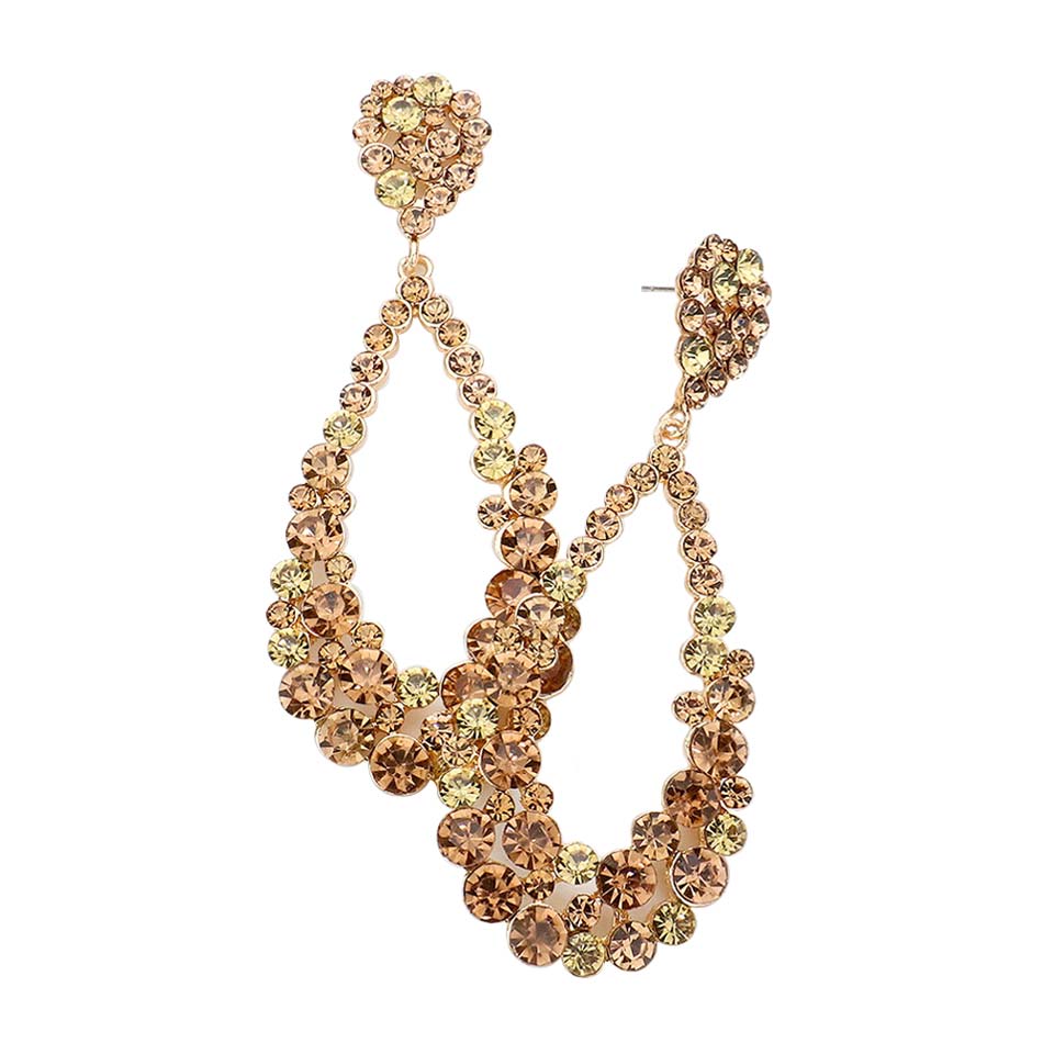 Women's Crystal Bubble Cluster Teardrop Earrings