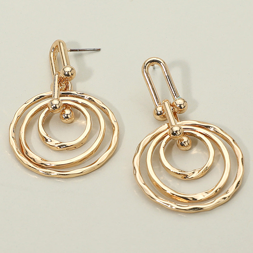 Women's Hammered Layered Spiral Hoop Drop Earrings
