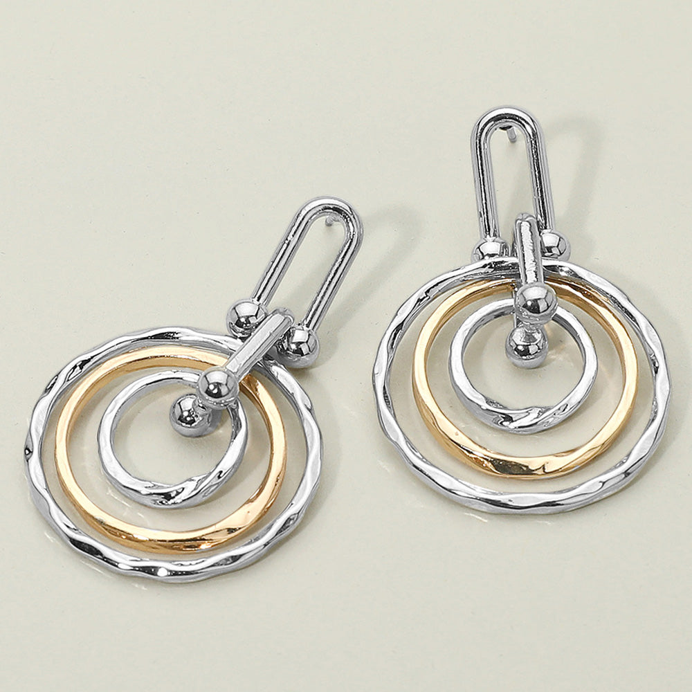 Women's Hammered Layered Spiral Hoop Drop Earrings
