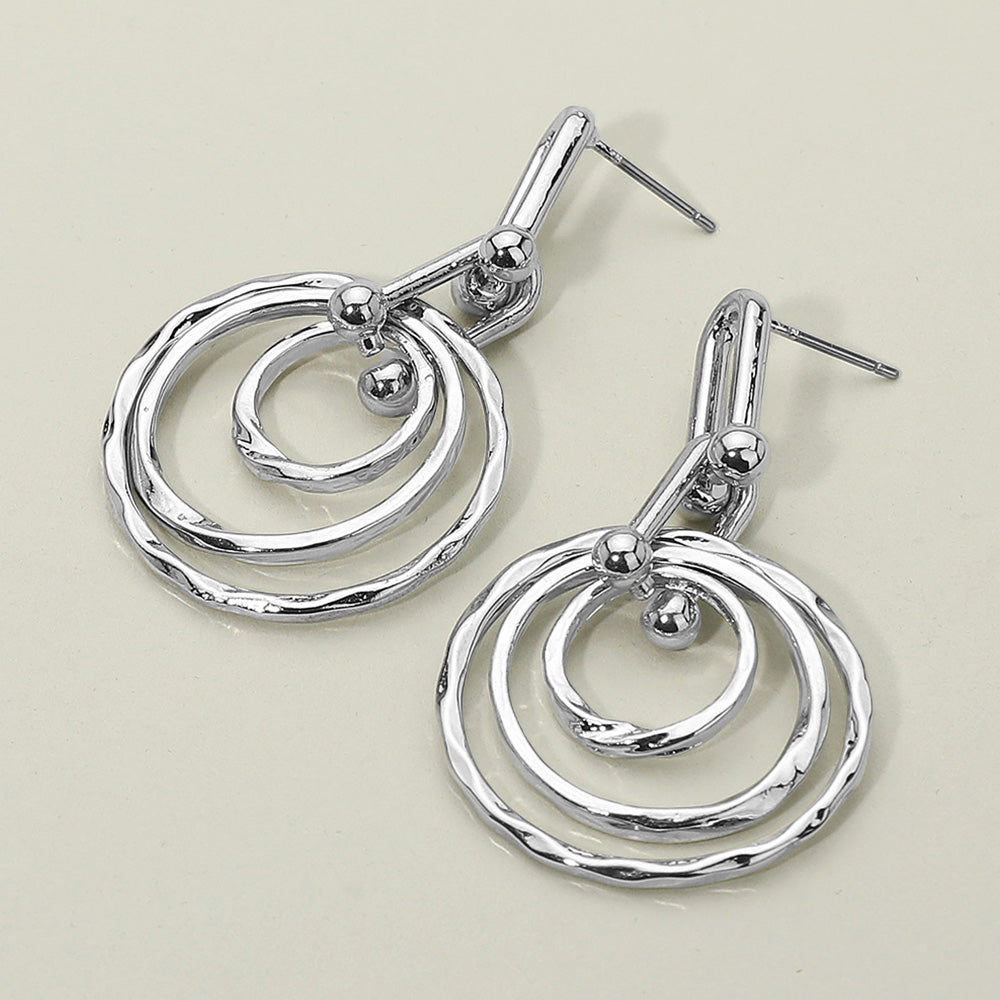 Women's Hammered Layered Spiral Hoop Drop Earrings