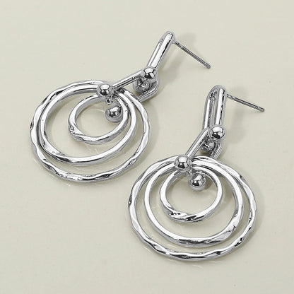 Women's Hammered Layered Spiral Hoop Drop Earrings