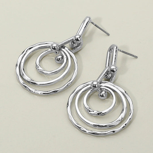 Women's Hammered Layered Spiral Hoop Drop Earrings
