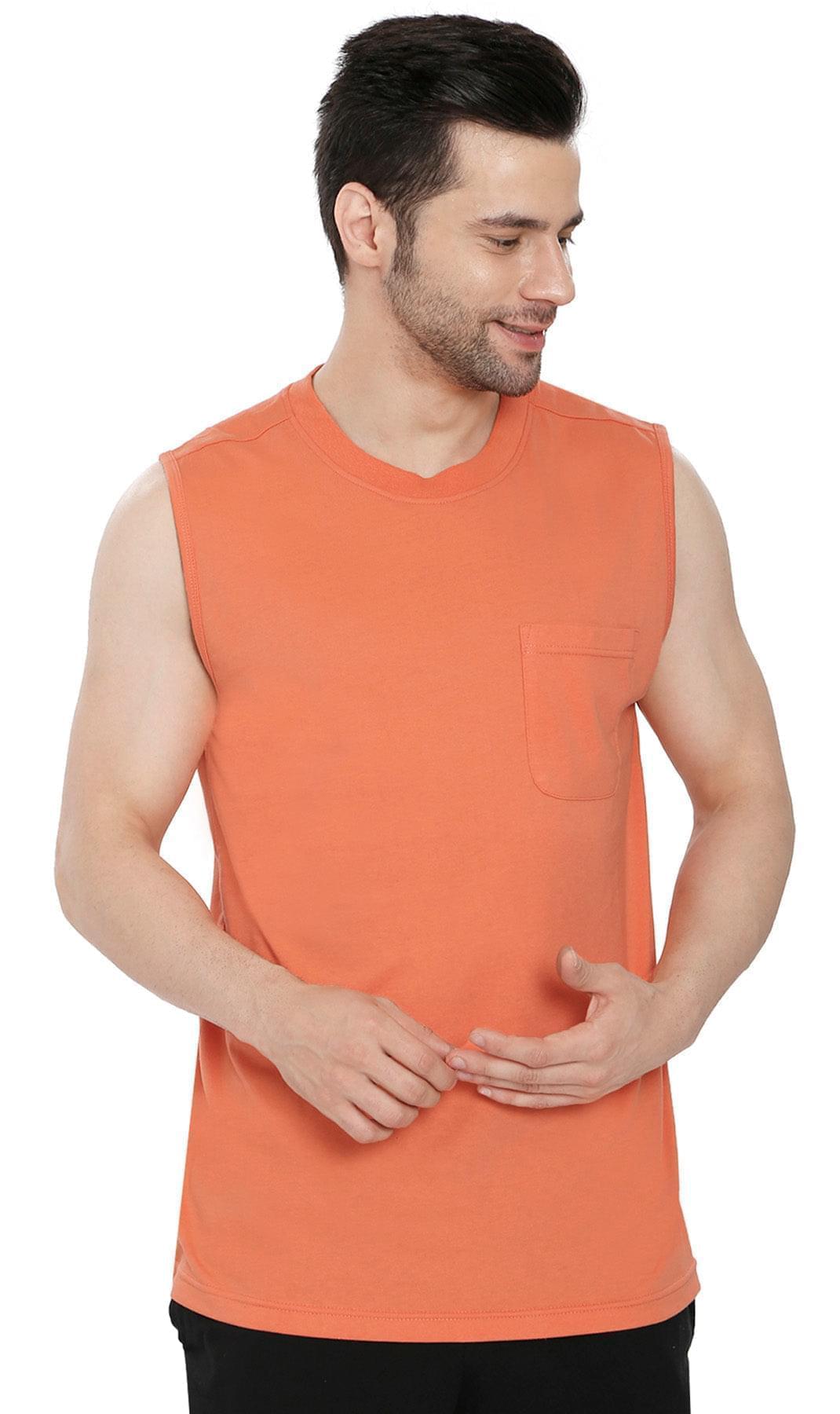Men's Heavyweight Sleeveless Crew Neck Tee with Chest Pocket