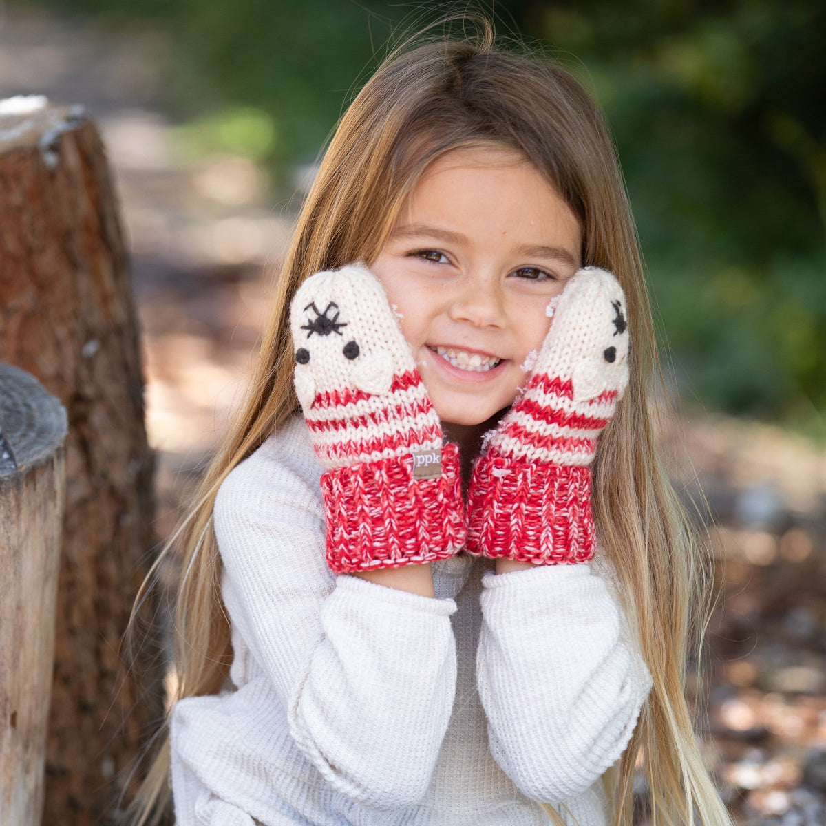Kids' Kitty Cat Stripe Knit Mittens, Fleece Lined