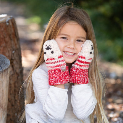 Kids' Kitty Cat Stripe Knit Mittens, Fleece Lined