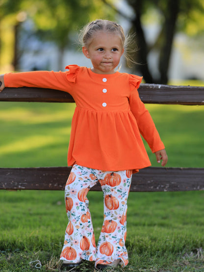 Girls' Pumpkin Print Two-Piece Set