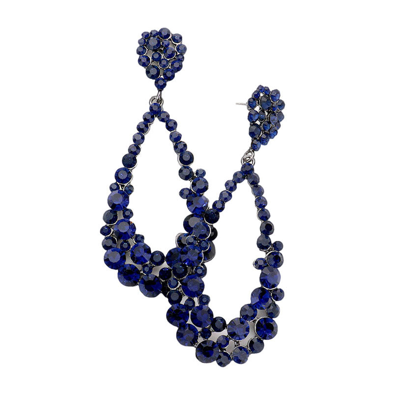 Women's Crystal Bubble Cluster Teardrop Earrings