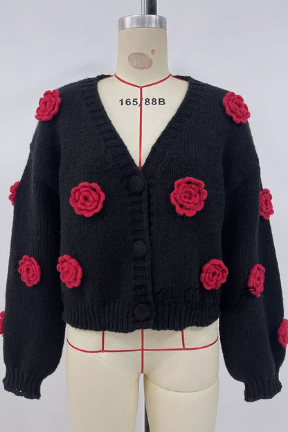 Women's Pastel Floral Appliqué Cardigan