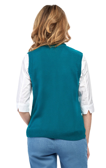 Women's Cable Knit Sweater Vest – Button Front