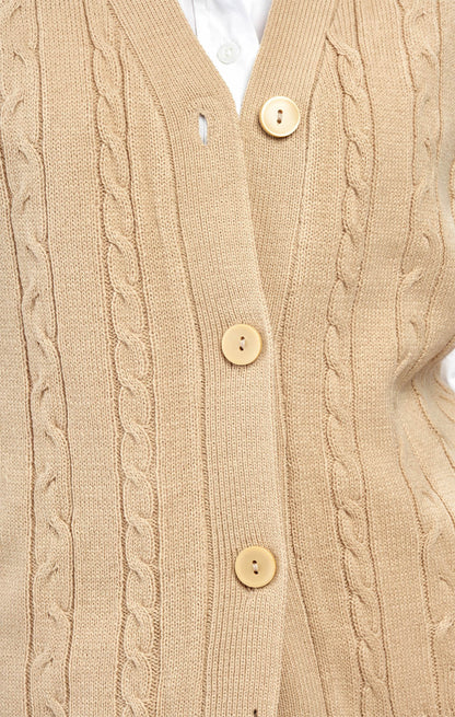 Women's Cable Knit Sweater Vest – Button Front