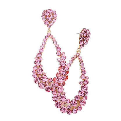 Women's Crystal Bubble Cluster Teardrop Earrings