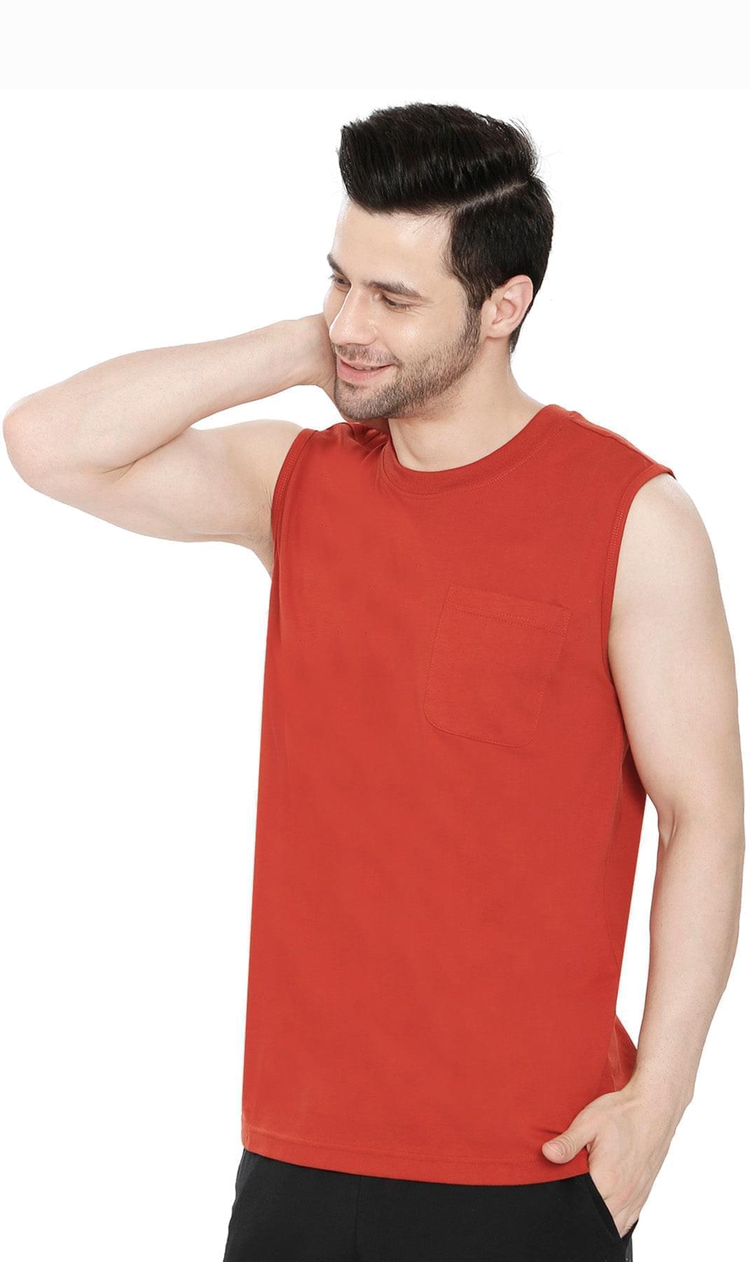 Men's Heavyweight Sleeveless Crew Neck Tee with Chest Pocket