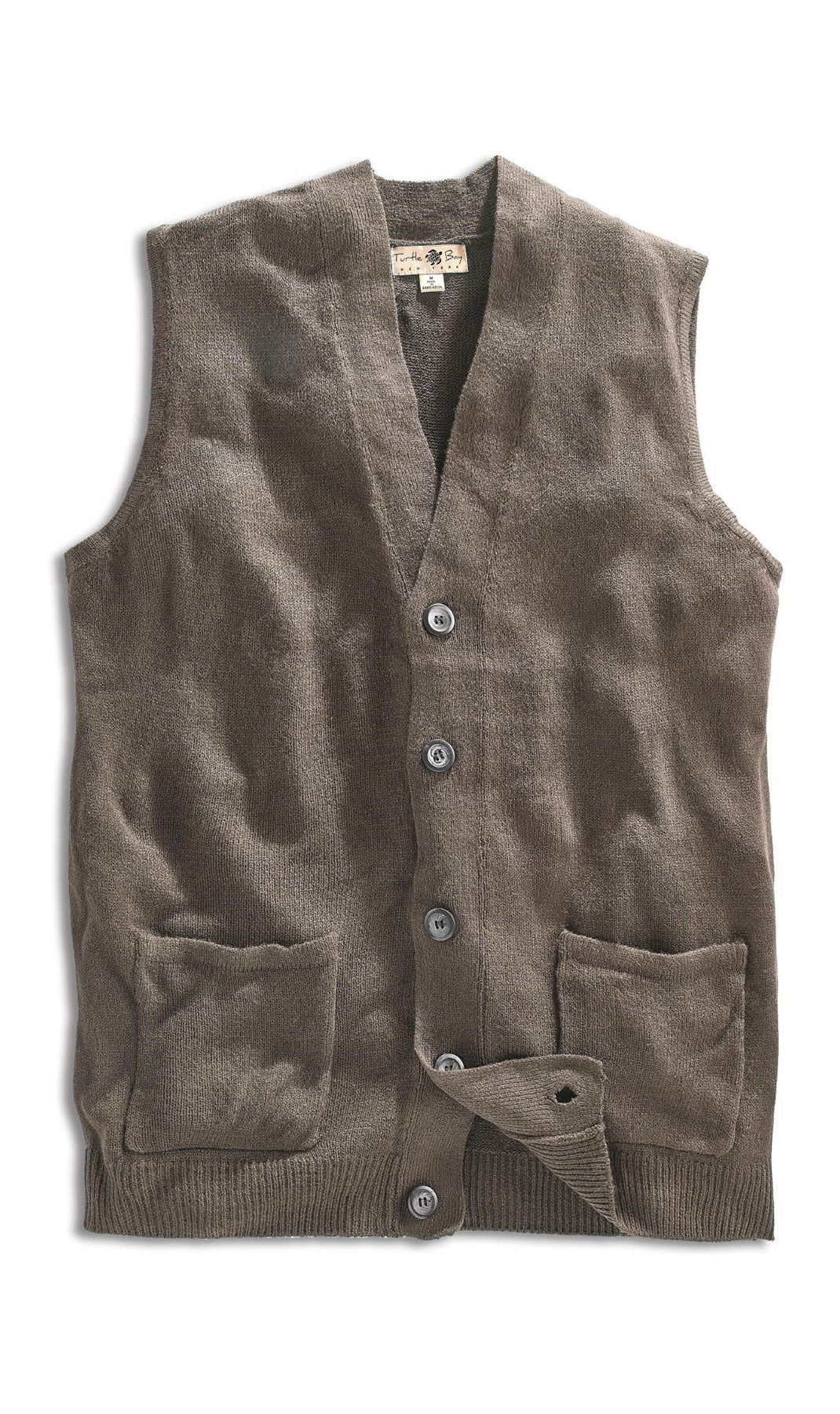 Men's Button-Front Knit Sweater Vest with Chest Pockets